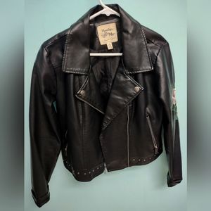 Embroidered leather jacket